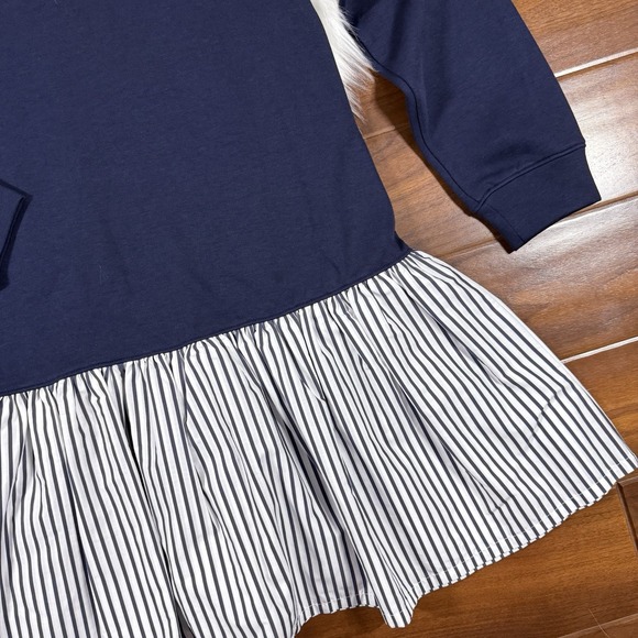 Addison Bay Women's Size Medium Navy Blue White‎ Stripe Sweatshirt Swing Dress - Picture 9 of 11